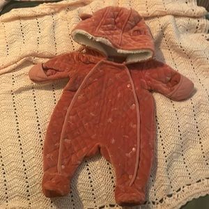Baby velour quilted button up onsie